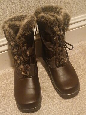 Florsheim Brown Faux-Fur Lace-Up Insulated Winter Boots